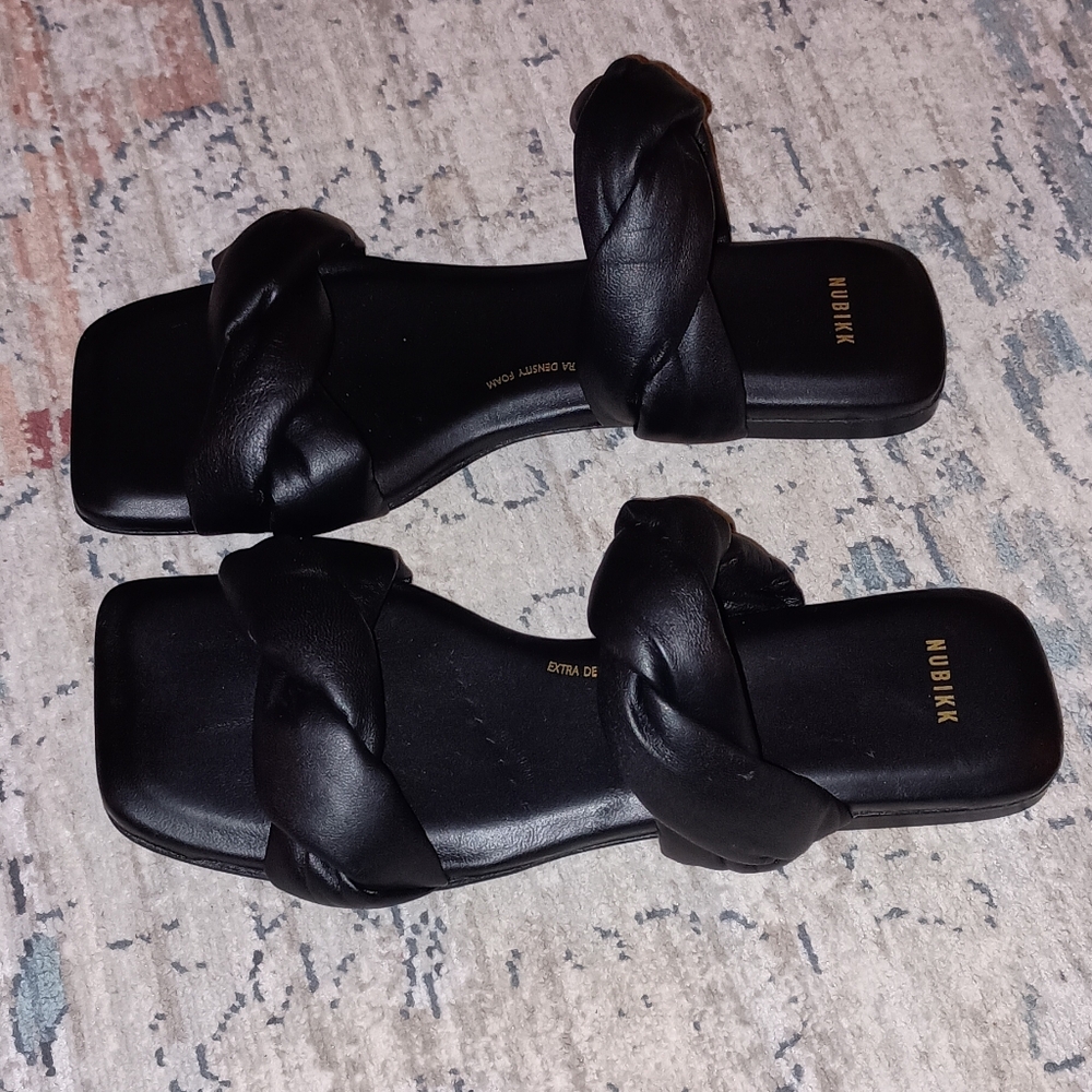 Nubikk Square Toe Twist Leather Sandals Size 38 New